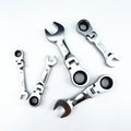Mini Short Handle Ratchet Wrench With Movable Head Quick Dual-purpose Open End Wrench Hardware Tool Labor-saving Wrench