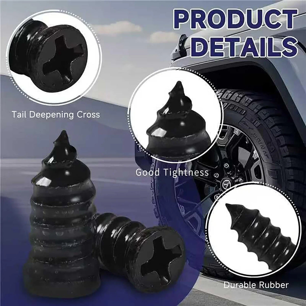 Spiral Tire Repair Plugs Rubber Screw Nails Puncture Patch Kit Quick Fix for Car Motorcycle Bike Vacuum Tires Tubeless