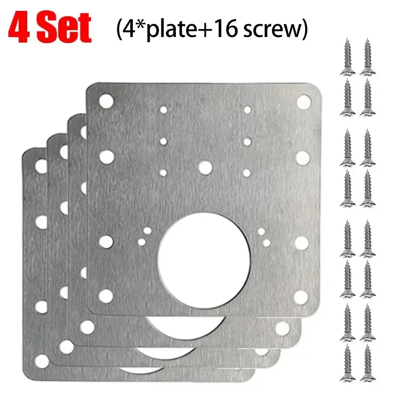 Stainless Steel Cabinet Door Hinge Repair Plate Cabinet Door Hinges Mounting Plate Kit with Screw Furniture Hardware Tools