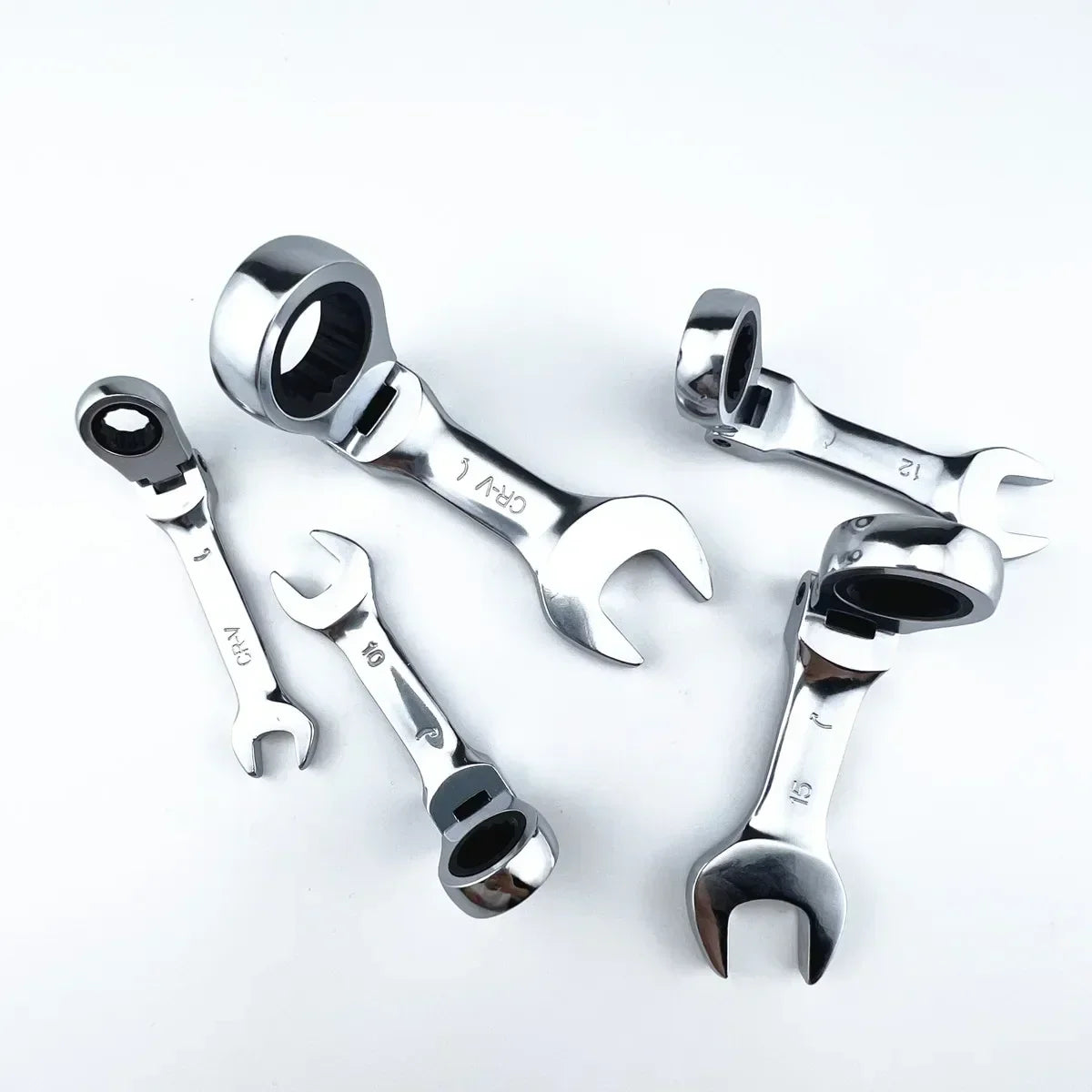 Mini Short Handle Ratchet Wrench With Movable Head Quick Dual-purpose Open End Wrench Hardware Tool Labor-saving Wrench